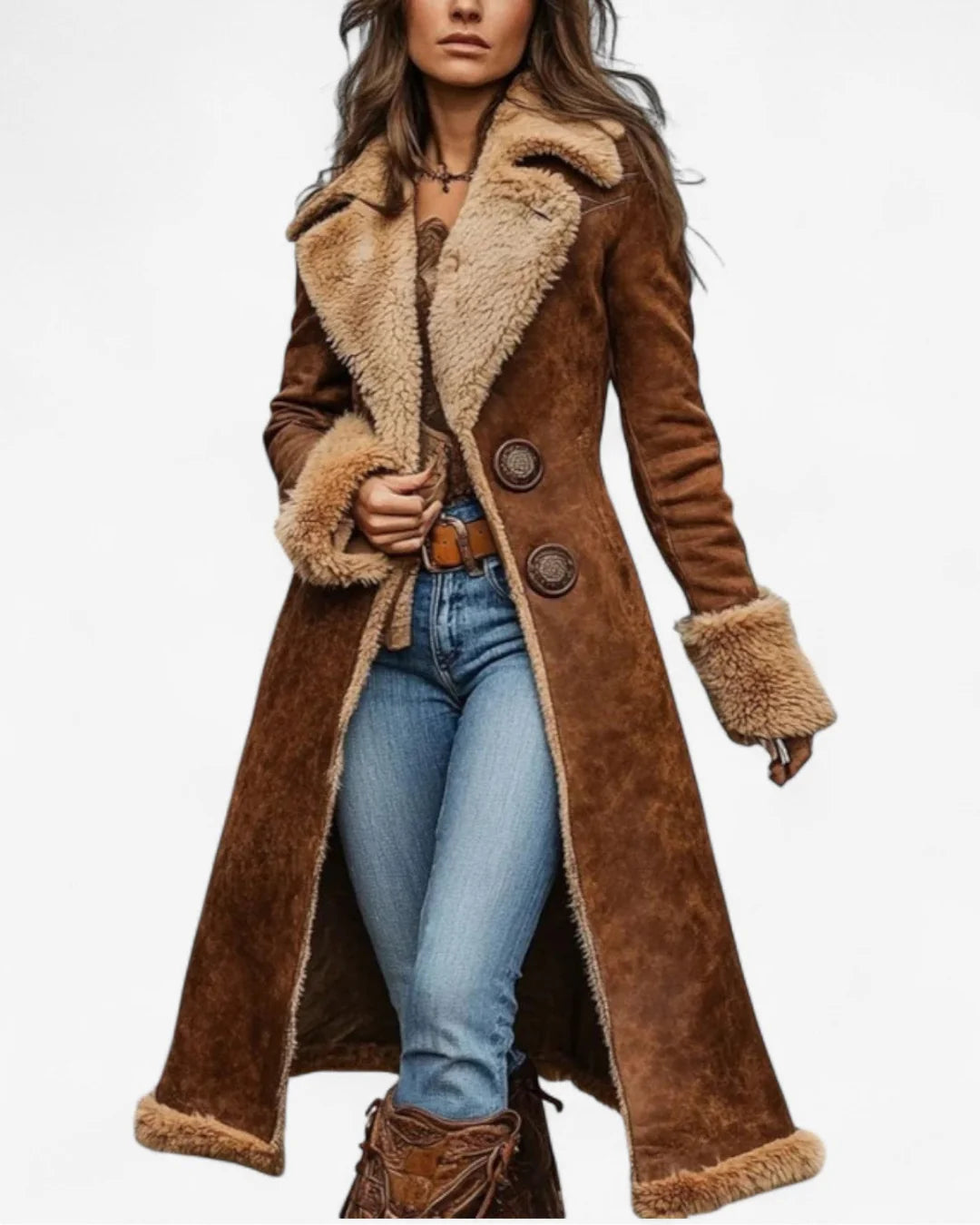 May™ | Vintage Lange Winterjas met Zachte Faux Fur