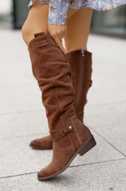 Sanne™ | Slouch-Stiefel in Nubuk-Optik