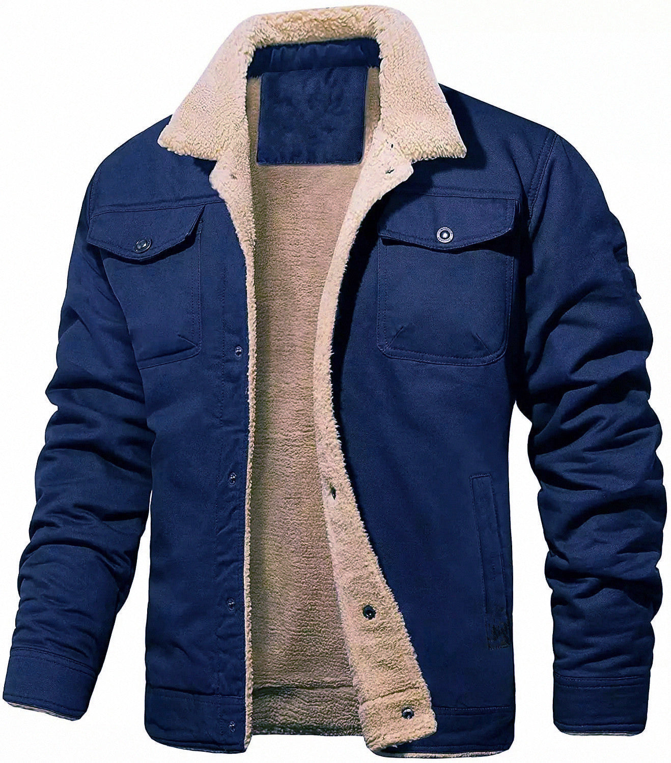 Autumn and Winter New Men'S Jacket Hooded Fleece-Lined Mid-Length Overalls