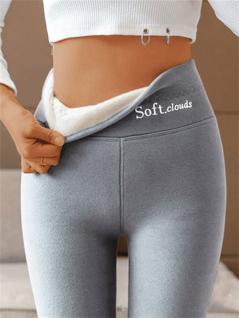 Women'S Outer High Waist Hip Lift Leggings Fleece-Lined Shark Pants