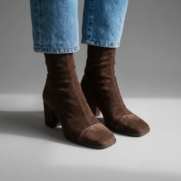 Tamara™ | Elegante Enkellaars met Vierkante Neus & Comfortabele Hak