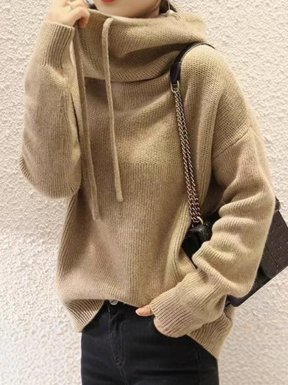 Women'S Sweater Thicken Lazy Style All-Match Long-Sleeved Autumn Winter Warm Casual Sweater for Women