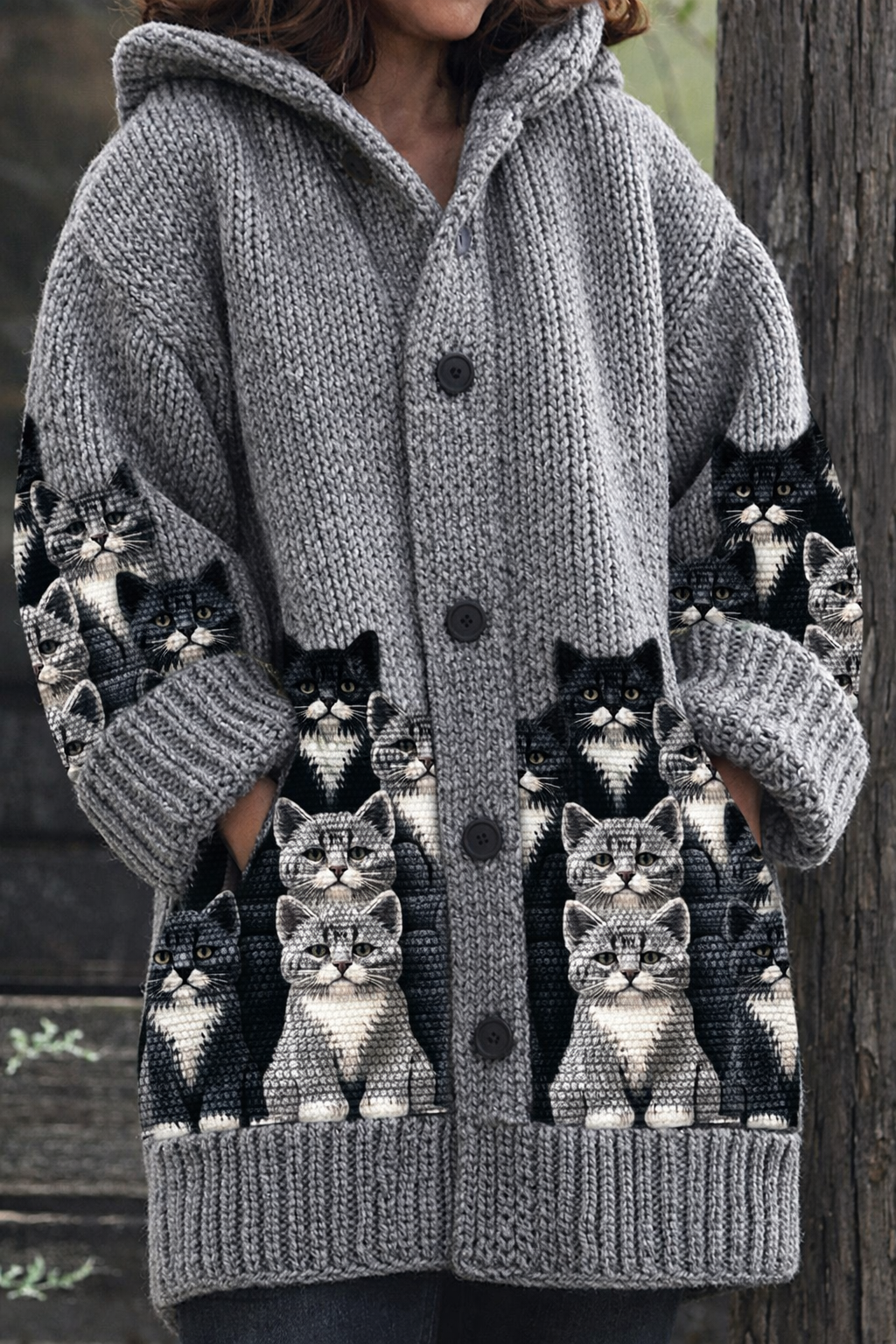 May™ | Zachte Retro Animal Art Flanellen Cardigan