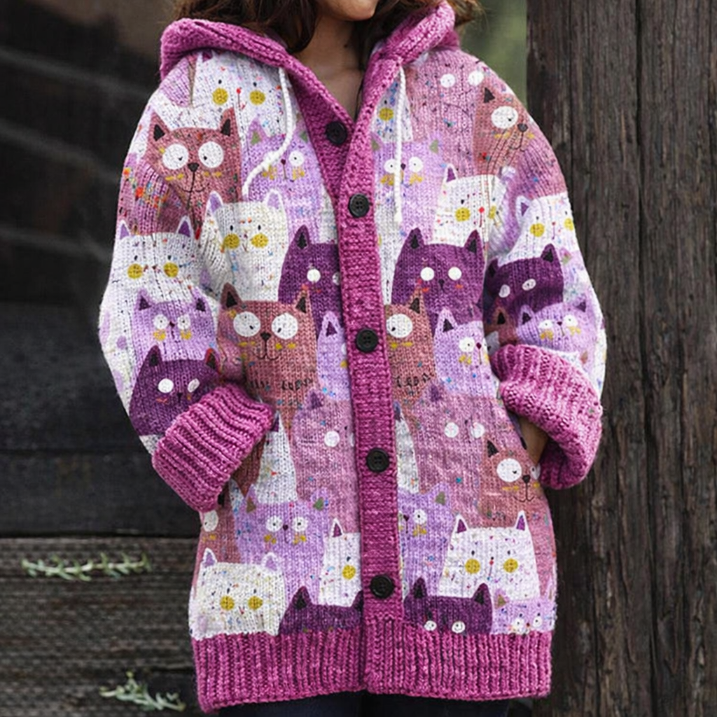 May™ | Zachte Retro Animal Art Flanellen Cardigan