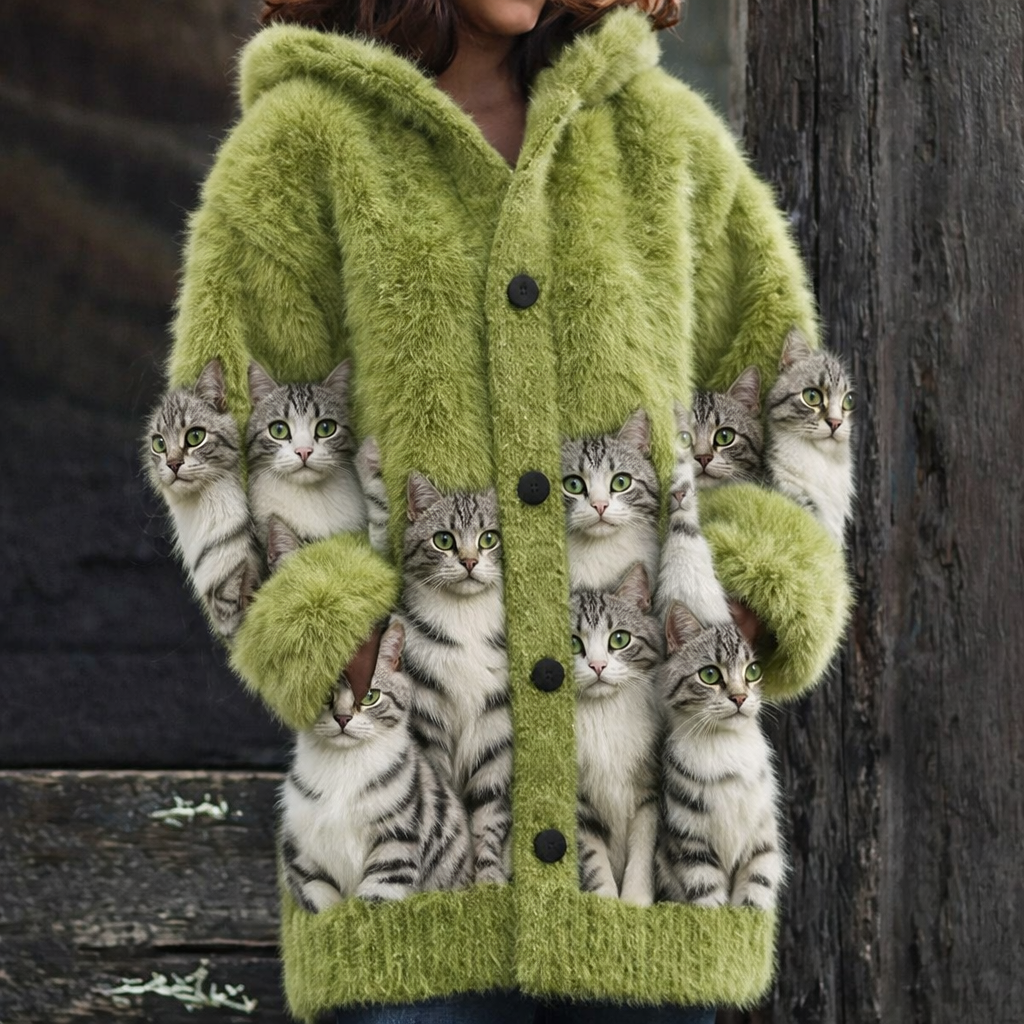 May™ | Zachte Retro Animal Art Flanellen Cardigan