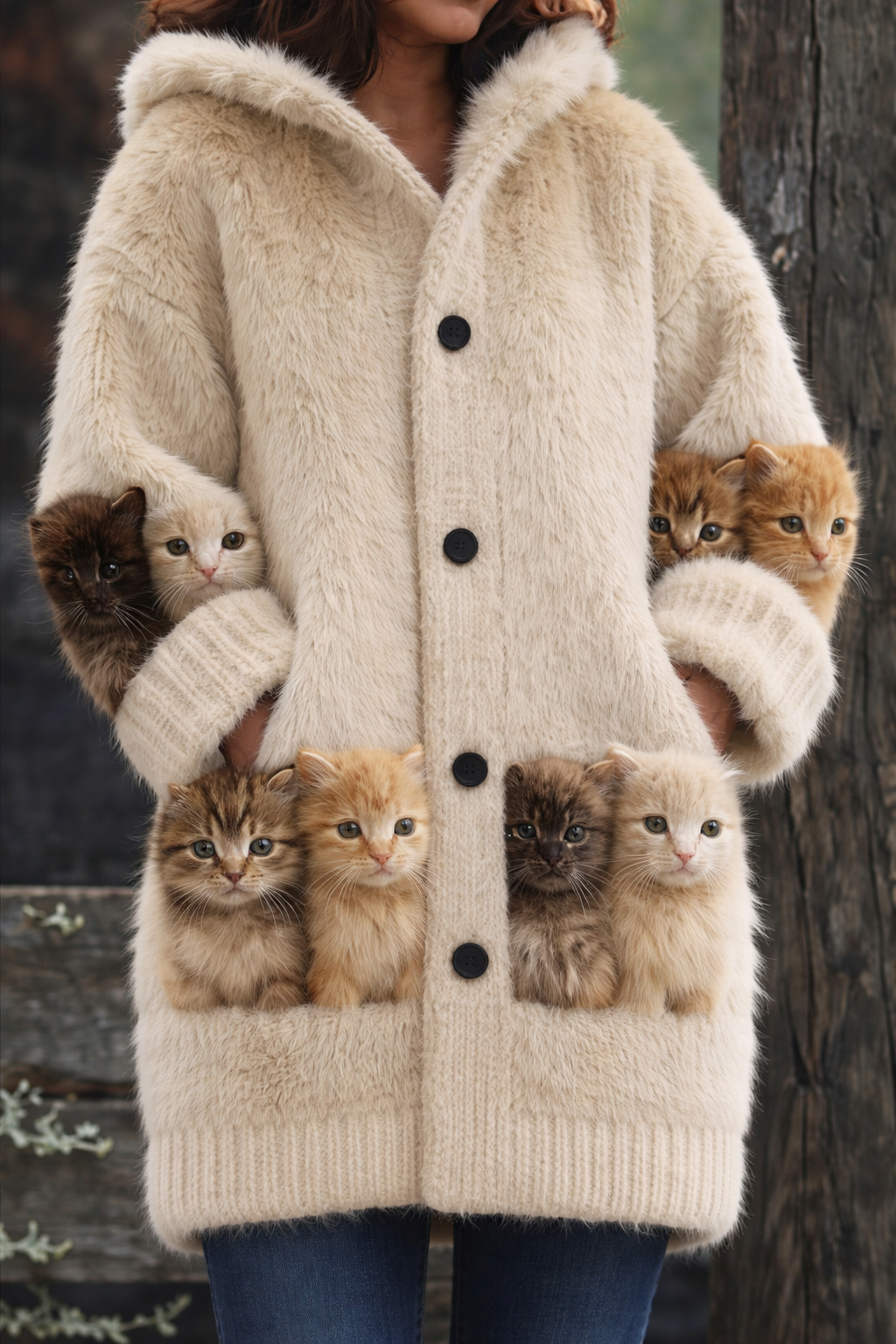 May™ | Zachte Retro Animal Art Flanellen Cardigan