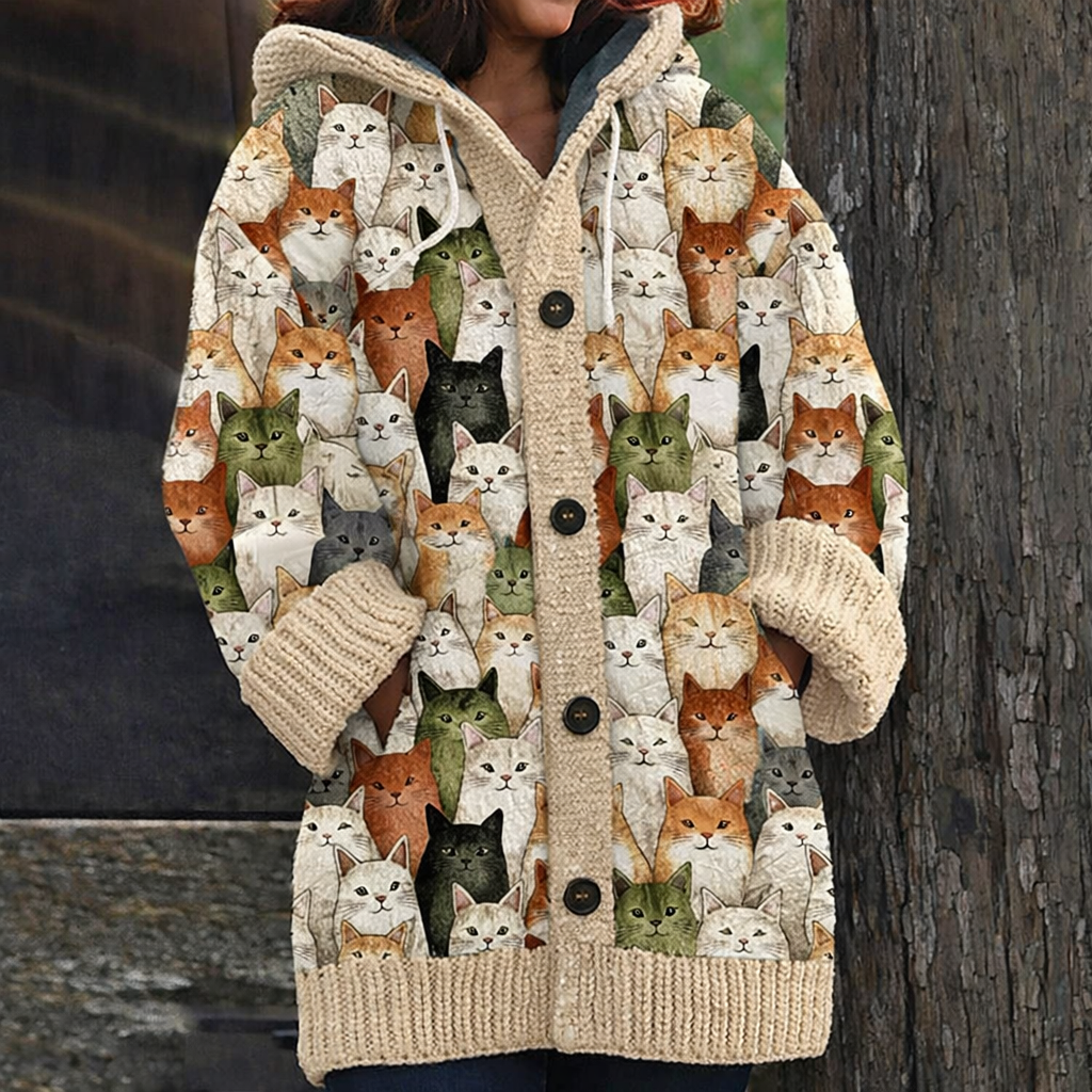 May™ | Zachte Retro Animal Art Flanellen Cardigan