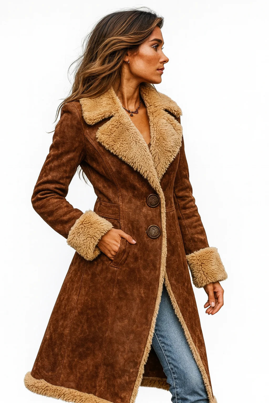 May™ | Vintage Lange Winterjas met Zachte Faux Fur