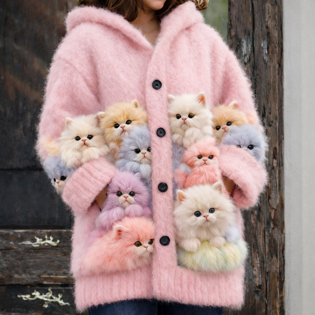 Noa™ | Zachte Retro Animal Art Flanellen Cardigan