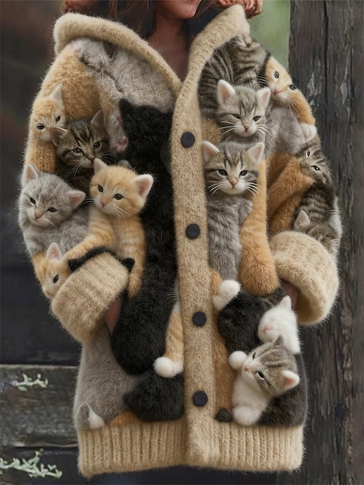 Noa™ | Zachte Retro Animal Art Flanellen Cardigan